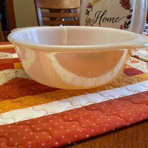 Fire King Peach Luster 8" round deep dish casserole 1/2 quart FKR-1.5Q